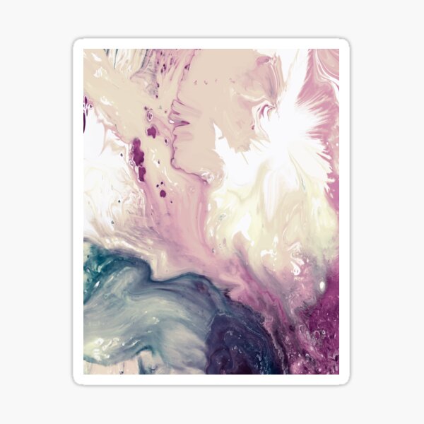 Rose Pink Turquoise Marble Painting Sticker