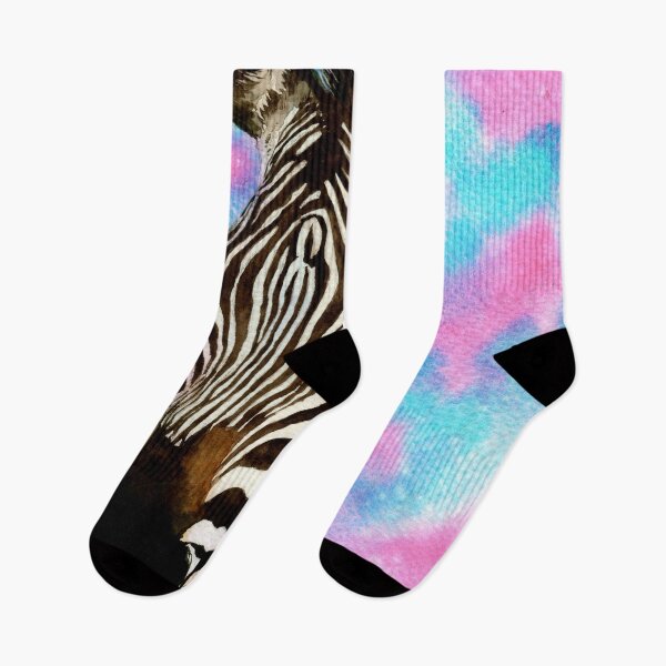 Item preview, Watercolor illustration of zebra with contrasting black and white stripes designed and sold by MaryWatercolor.