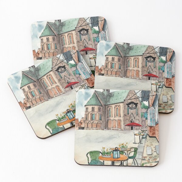 Item preview, Watercolor Ribe Cathedral in an ancient city of Ribe in Denmark designed and sold by MaryWatercolor.