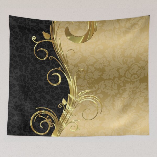 Item preview, Black Damasks Gold Swirls designed and sold by GoDesign1.