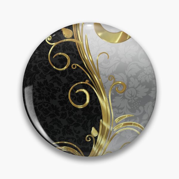 Item preview, Black Damasks Gold & Silver Swirls designed and sold by GoDesign1.