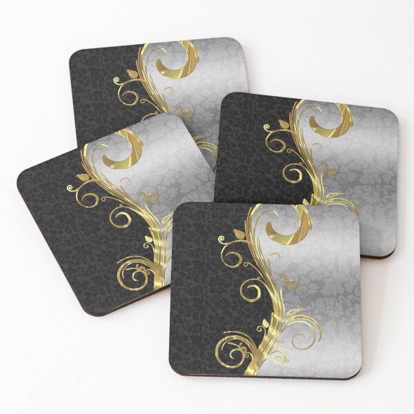 Item preview, Black Damasks Gold & Silver Swirls designed and sold by GoDesign1.