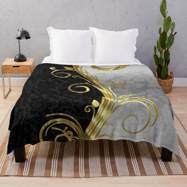 Item preview, Black Damasks Gold & Silver Swirls designed and sold by GoDesign1.