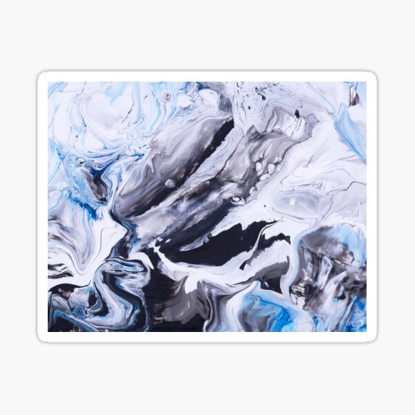 Abstract Blue Grey Marble Painting Sticker