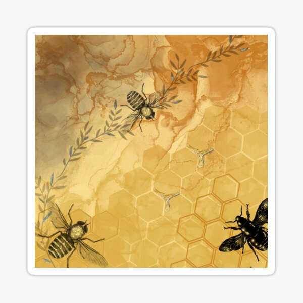Bumble Bee / Honey Bee Alcohol Ink Digital Art Sticker