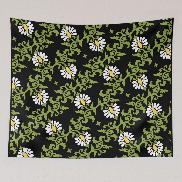 Item preview, Cute Little Dress, retro floral pattern, green, white, black designed and sold by i-cottagedesign.