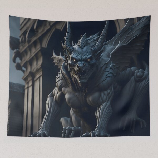 Item preview, Gargoyle with glowing eyes perched on a building designed and sold by magikman65.