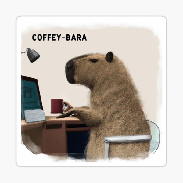 Item preview, Coffey-bara Capybara Poster designed and sold by CatPaintStore.