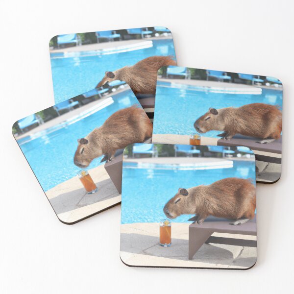 Item preview, Chill Capybara Sipping on a Bev designed and sold by CatPaintStore.