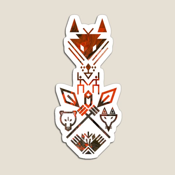 Tribal Sign Animals Wolf Bear Fox Spear Hand Totem Magnet