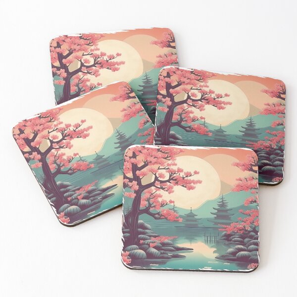 Item preview, Retro cherry blossom scenery landscape art designed and sold by Artyselley.