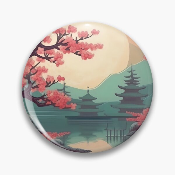 Item preview, Retro cherry blossom scenery landscape art designed and sold by Artyselley.