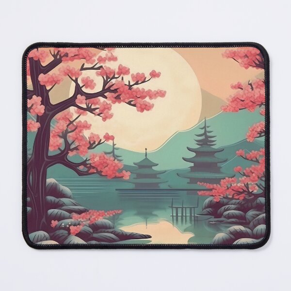 Item preview, Retro cherry blossom scenery landscape art designed and sold by Artyselley.