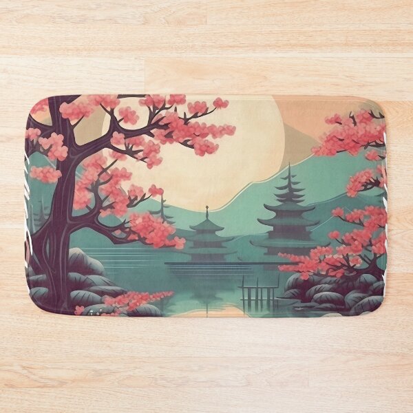 Item preview, Retro cherry blossom scenery landscape art designed and sold by Artyselley.