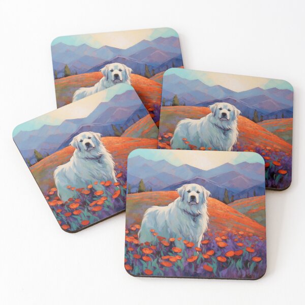 Item preview, Great Pyrenees in Orange Poppies & Lavender Oil Painting designed and sold by Appyrances.
