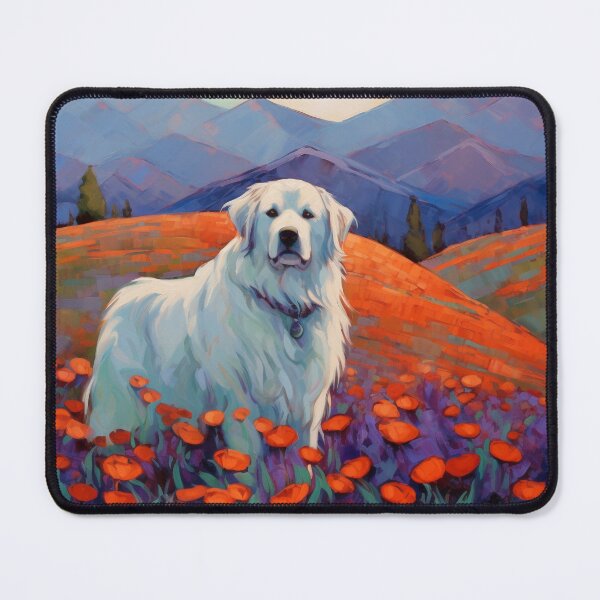 Item preview, Great Pyrenees in Orange Poppies & Lavender Oil Painting designed and sold by Appyrances.