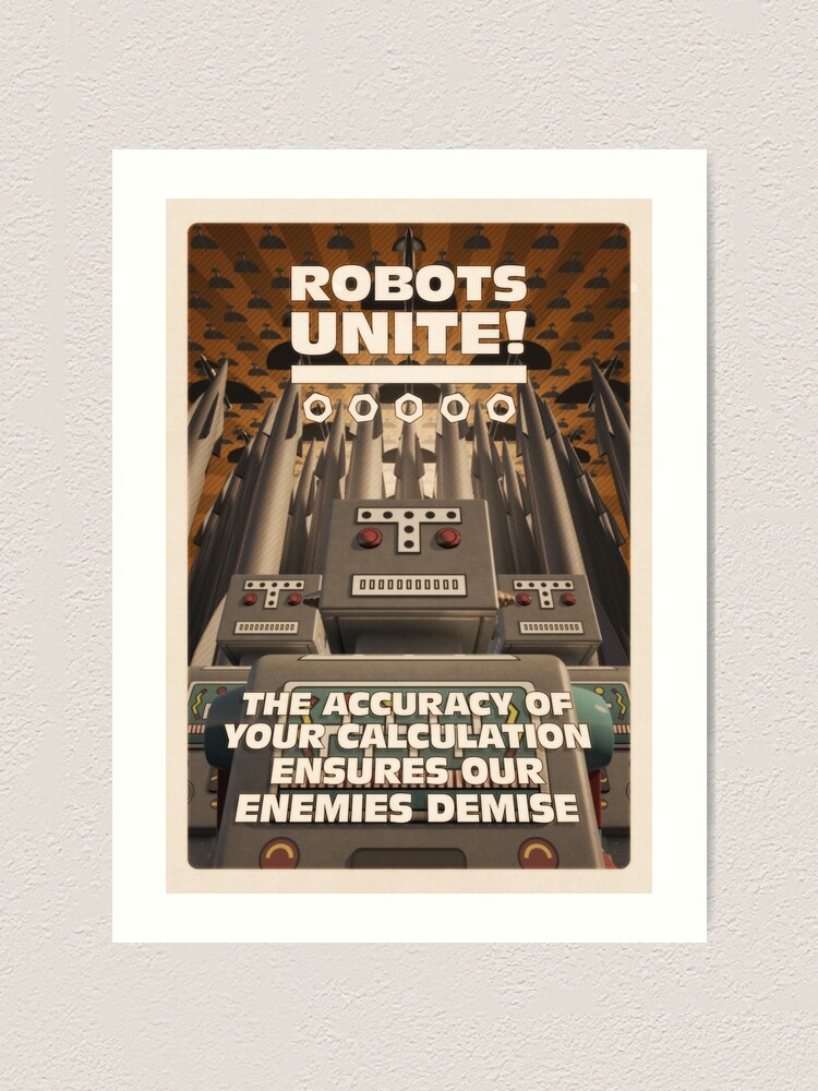 Alternate view of Robots Unite Art Print