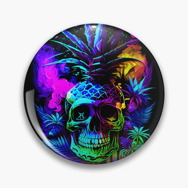 Artikelvorschau, Tropischer Totenkopf mit Trippy-Flammen-Design entworfen und verkauft von MindWave THC.