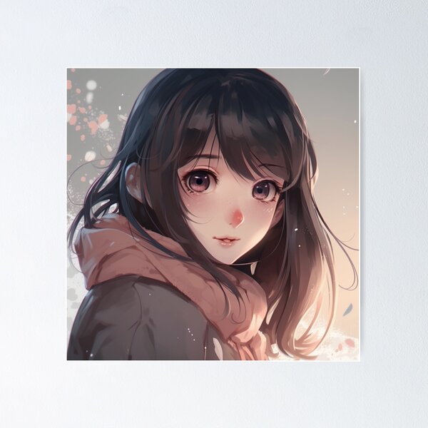  Cute Anime Pfps Brunette Girl Poster Decorative