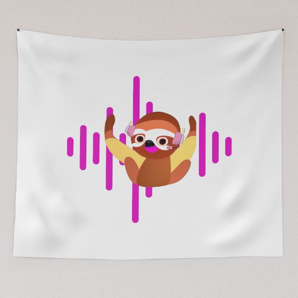 Item preview, i nap periodically funny dancing sloth wearing headset  designed and sold by Shimizite Art.