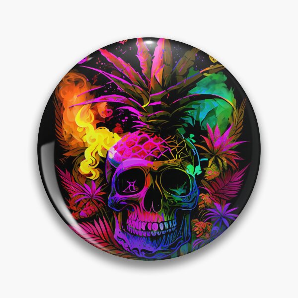 Artikelvorschau, Tropischer Totenkopf mit Trippy-Flammen-Design entworfen und verkauft von MindWave THC.