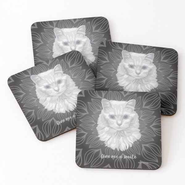 Item preview, DuFauna Turkish Angora Cat Black and White Face "Give me a smile" designed and sold by DuFauna.