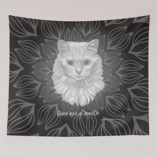 Item preview, DuFauna Turkish Angora Cat Black and White Face "Give me a smile" designed and sold by DuFauna.