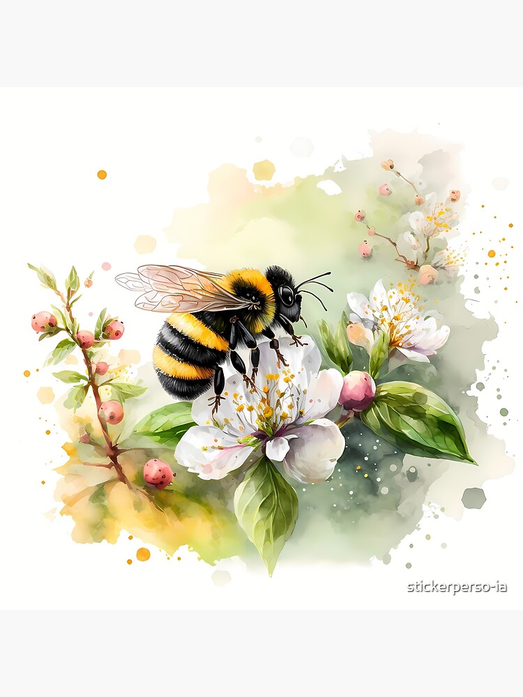 Thumbnail 2 of 2, Greeting Card, Arrival of spring - the bumblebee designed and sold by stickerperso-ia.