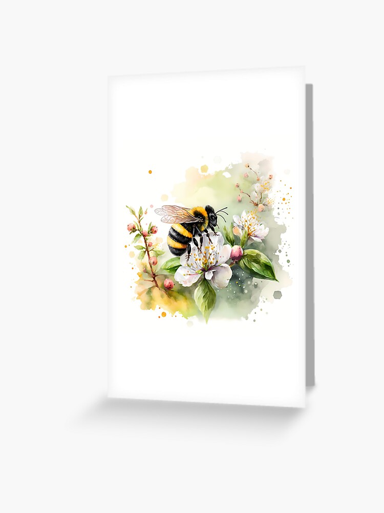 Thumbnail 1 of 2, Greeting Card, Arrival of spring - the bumblebee designed and sold by stickerperso-ia.