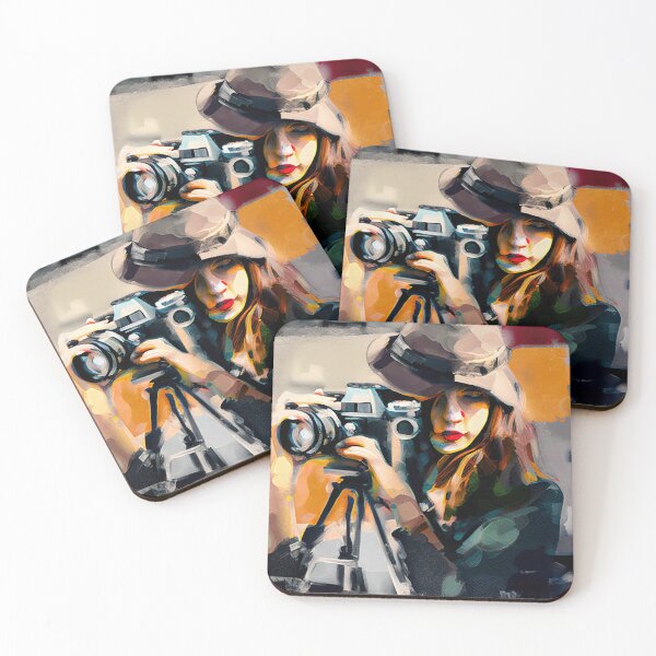 Item preview, Painting of a beautiful photographer for wall designed and sold by FireFXStudio.