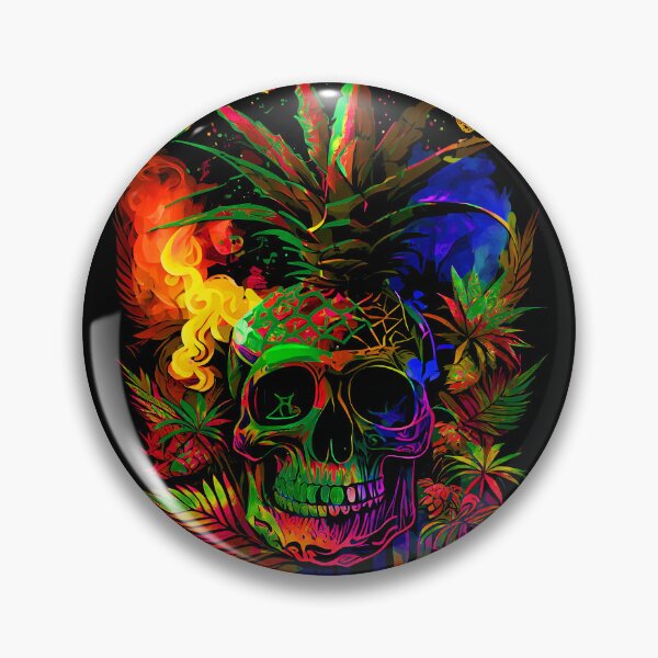 Artikelvorschau, Tropischer Totenkopf mit Trippy-Flammen-Design entworfen und verkauft von MindWave THC.