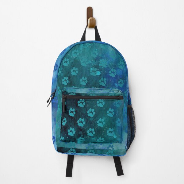 Item preview, Messy paint in teal and blue with flakes with paw prints designed and sold by MistyLakeArt.