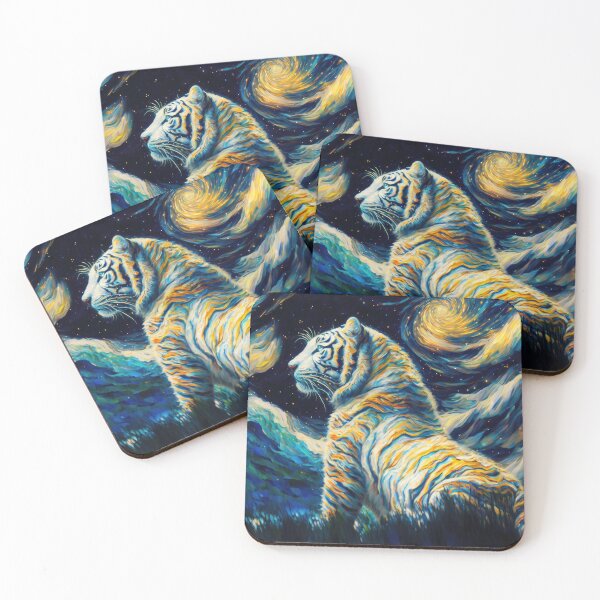 Item preview, White tiger in the night sky designed and sold by theresa7131.