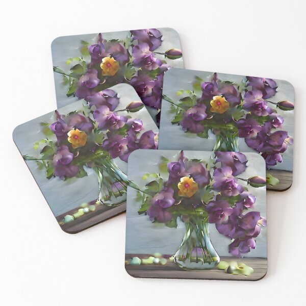Item preview, Shy Yellow Flower Amongst Purple Orchids designed and sold by masabo.
