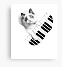 Cat Playing Piano Shirt Canvas Print
