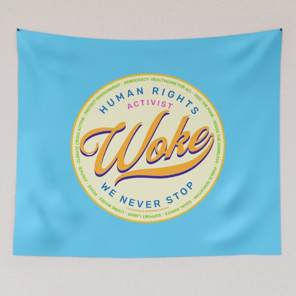 Artikelvorschau, PMD00819 Das Woke Human Rights Activist-Design von Progressive Movement Designs zeigt, dass Sie aufgewacht sind und progressive politische Ziele für unabhängige Demokraten und Anhänger von Bernie Sanders unterstützen. entworfen und verkauft von ProgressiveLeft.