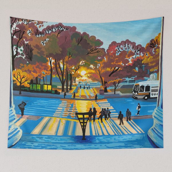 Item preview, Lobby 7 & Mass Ave Sunset from MIT - Acrylic Marker Illustration designed and sold by WrenInFlight.