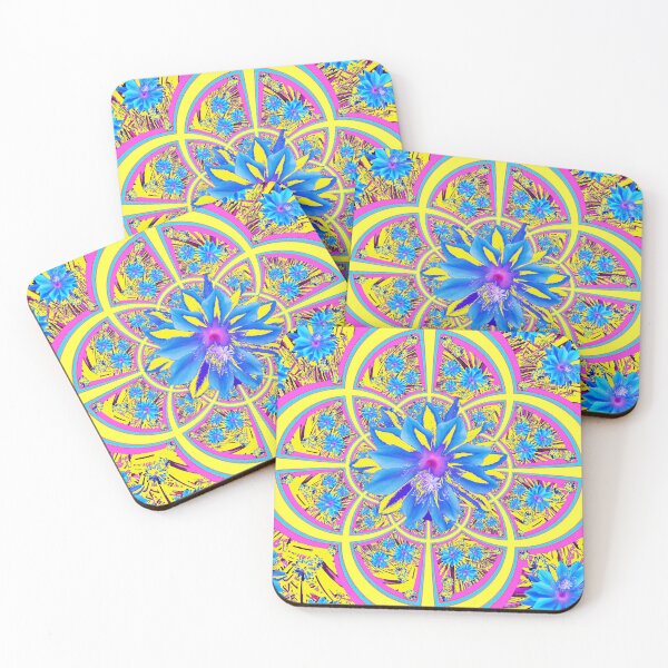 Item preview, GEOMETRIC BABY BLUE FLORAL PATTERN YELLOW ART designed and sold by sharlesart.