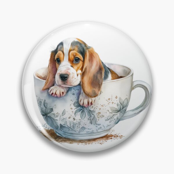 Item preview, Beagle Puppy in Floral Tea Cup designed and sold by ImaginePrintsHQ.