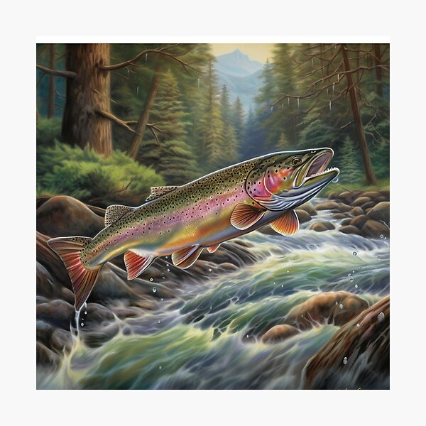 Jumping Rainbow Trout Photographic Prints for Sale