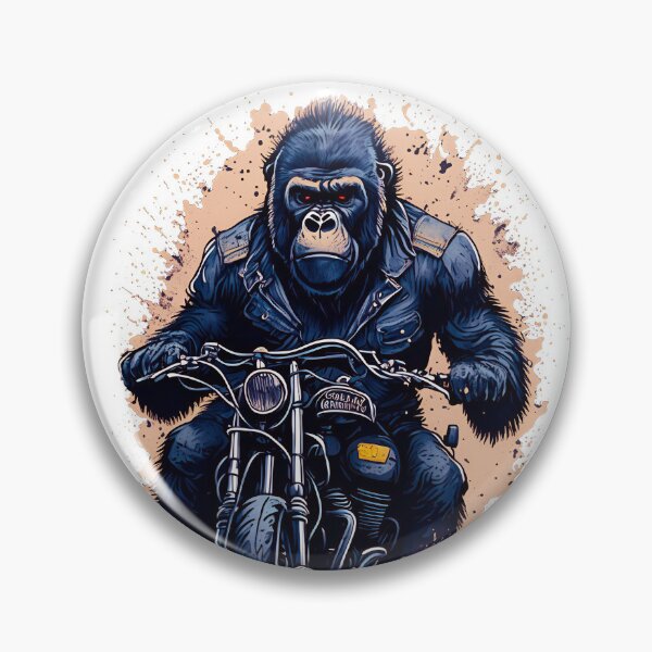 Item preview, Gorilla in blue jacket riding vintage motorcycle designed and sold by msys.