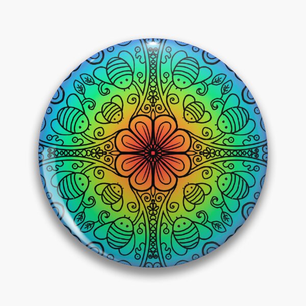 Item preview, Rainbow radial bee garden black outline designed and sold by QuirkyBeez.