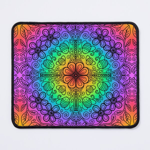Item preview, Rainbow radial bee garden black outline designed and sold by QuirkyBeez.