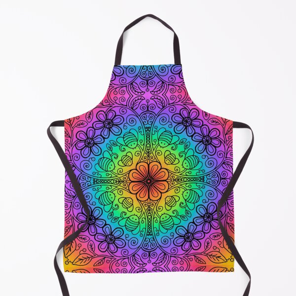 Item preview, Rainbow radial bee garden black outline designed and sold by QuirkyBeez.