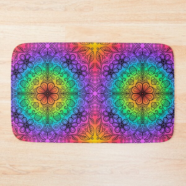 Item preview, Rainbow radial bee garden black outline designed and sold by QuirkyBeez.