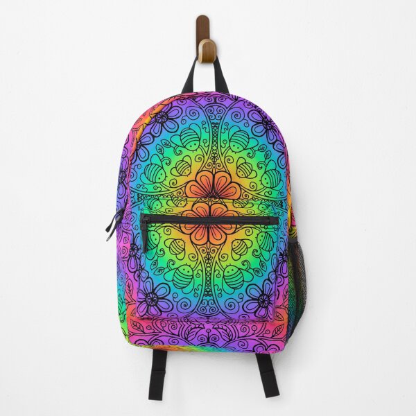 Item preview, Rainbow radial bee garden black outline designed and sold by QuirkyBeez.