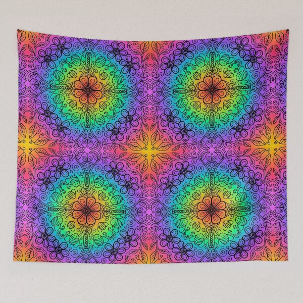 Item preview, Rainbow radial bee garden black outline designed and sold by QuirkyBeez.