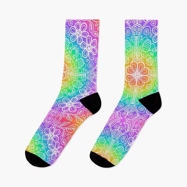 Item preview, Rainbow radial bee garden white outline designed and sold by QuirkyBeez.