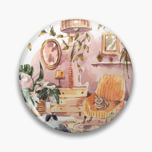 Item preview, Vintage Urban Jungle with Watercolor Cats  designed and sold by BohemiWANDERS.