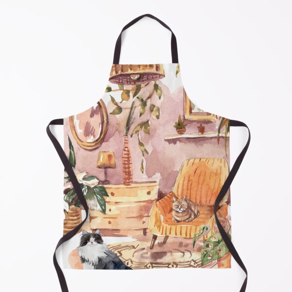 Item preview, Vintage Urban Jungle with Watercolor Cats  designed and sold by BohemiWANDERS.